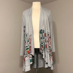 Ugly Christmas Sweater Lightweight Cardigan Size Medium A Walk In The Park Woman